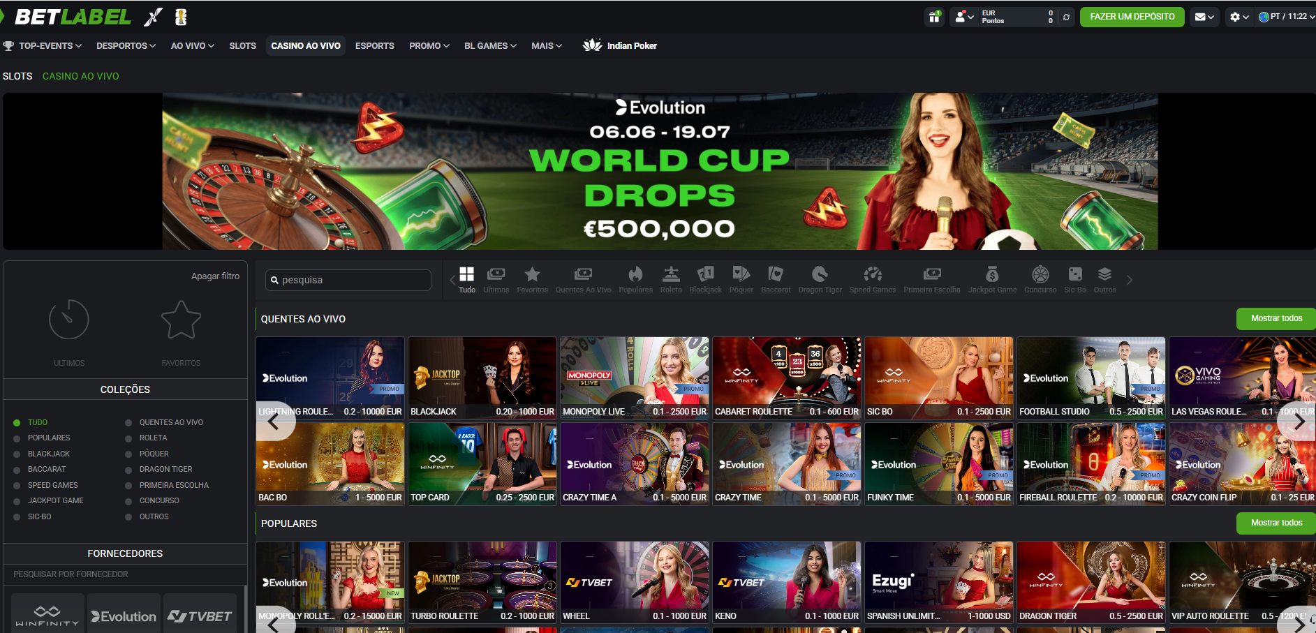 Betlabel — O casino ao vivo