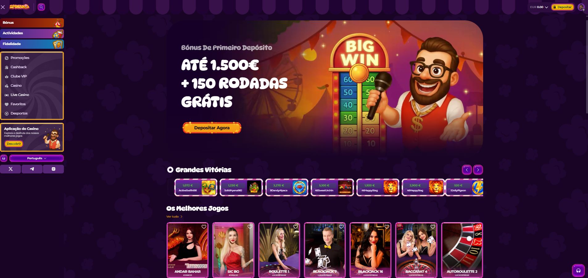 Spinania — O casino ao vivo